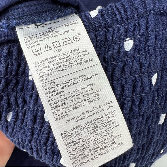 Old Navy Linen Navy polka dot jumpsuit Pockets Smocked Back - Picture 8 of 15